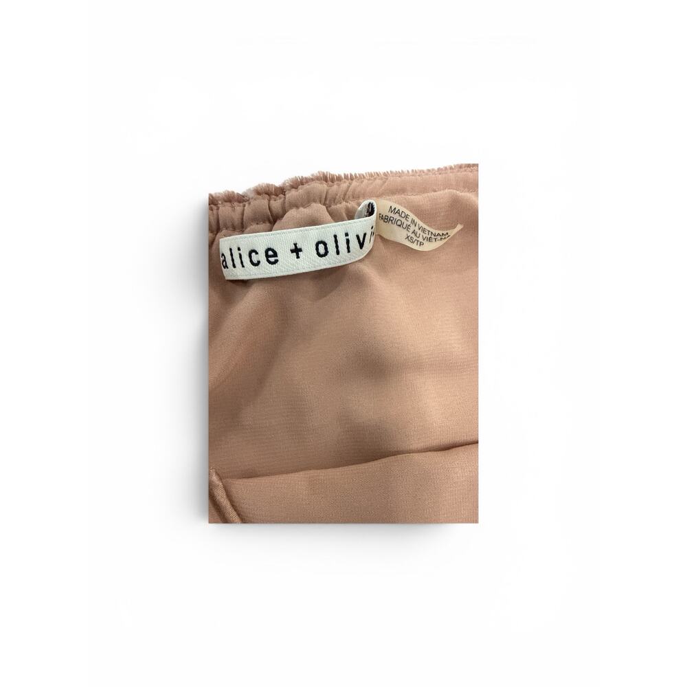 Alice + Olivia Velvet Silk Halter Crop Top Bronze Tiered Ruffle XS - Picture 6 of 8